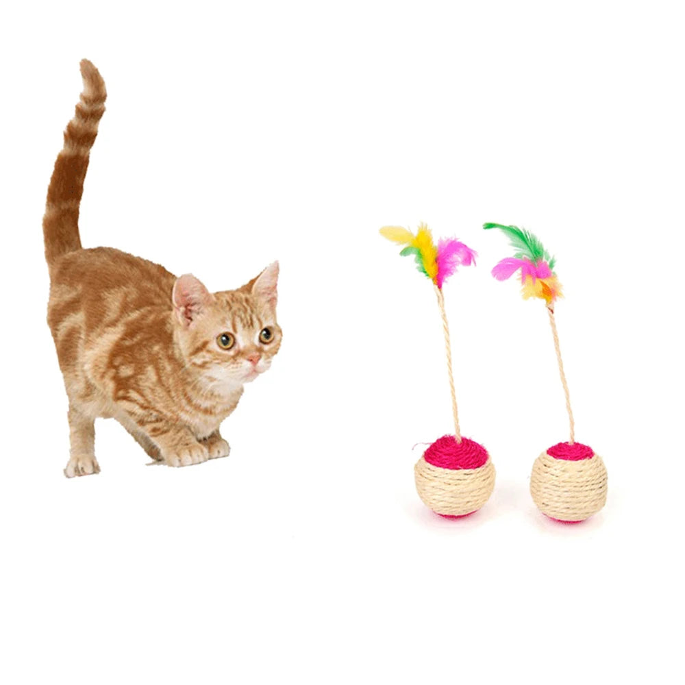 Colorful Feather Sisal Toy
