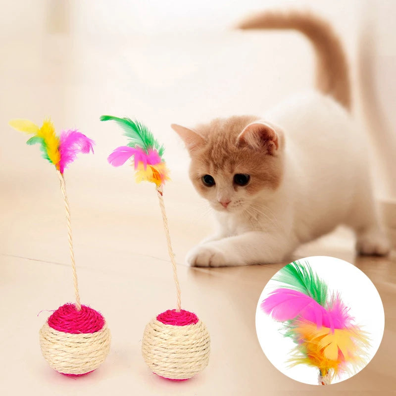 Colorful Feather Sisal Toy