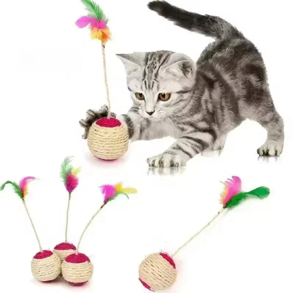 Colorful Feather Sisal Toy