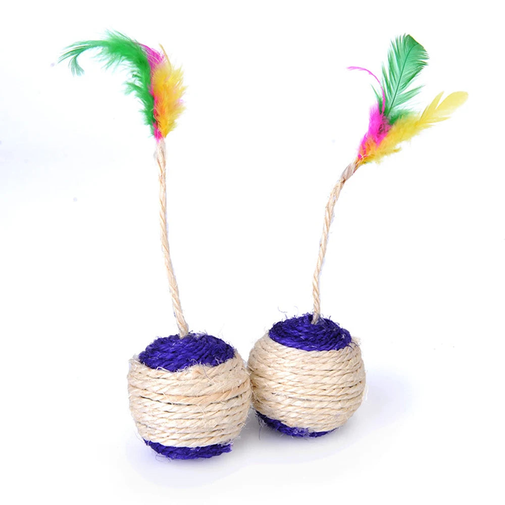 Colorful Feather Sisal Toy
