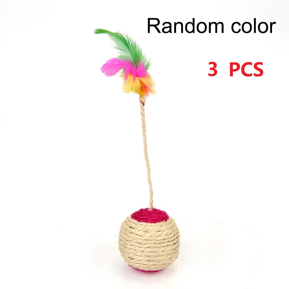 Colorful Feather Sisal Toy