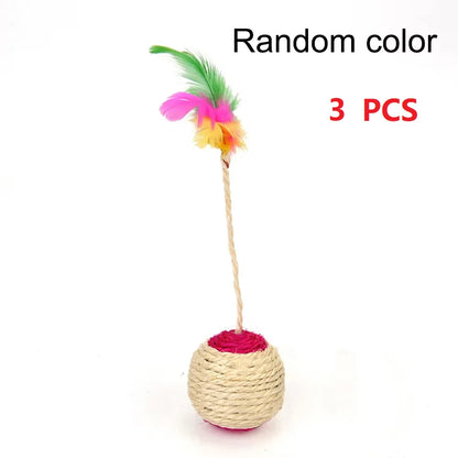 Colorful Feather Sisal Toy