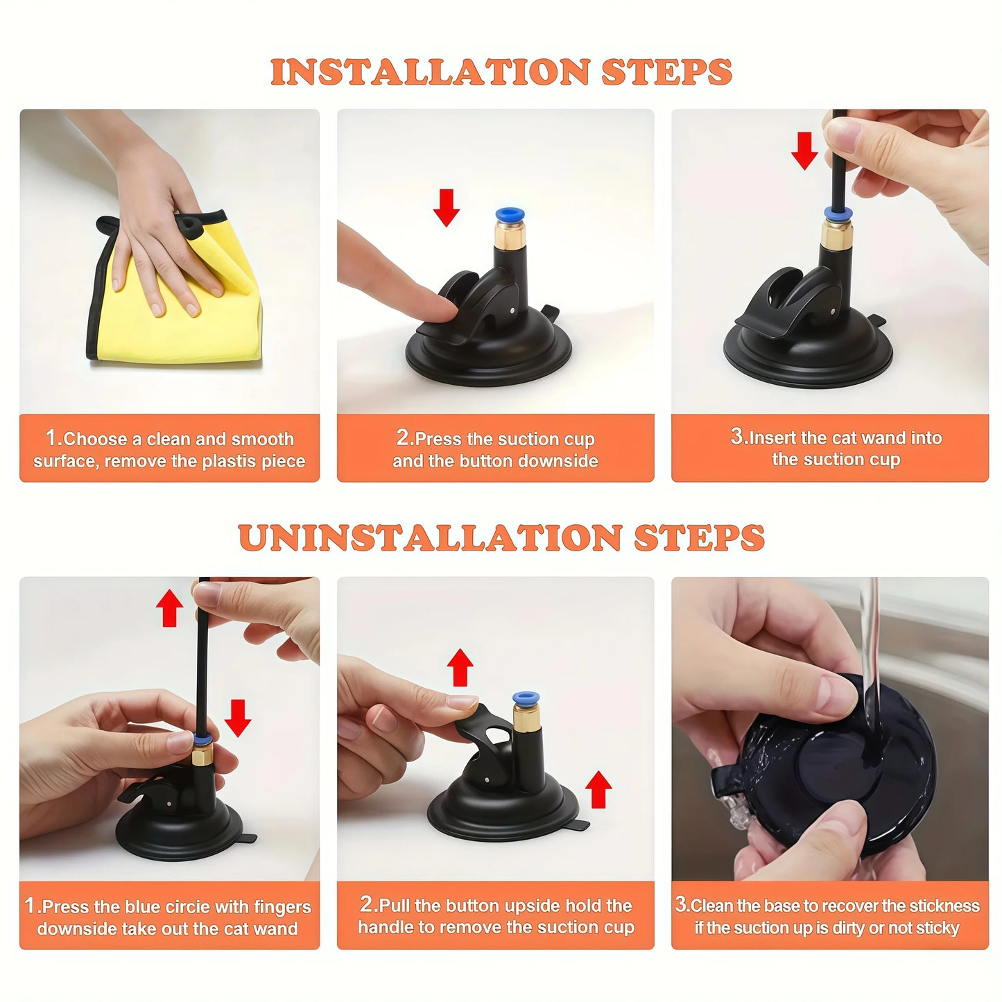 Teaser Pole Feather Bell Suction Cup Interactive Toy