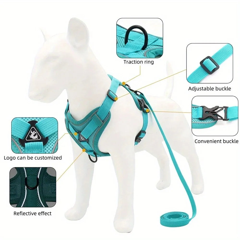Adjustable No Pull Harness Leash Set